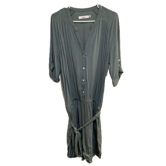 Just Fab Green Button Up Romper Shorts with Pockets!  XXL NWT - Picture 1 of 8